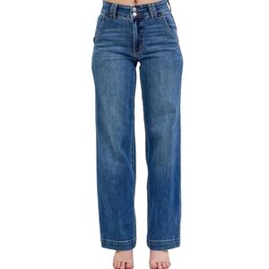 Judy Blue High Waist Double Button Wide Leg Denim Jeans
